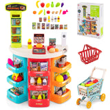 Supermercado de Juguete para Niños, 76 Piezas, Juego de Tienda de Comestibles de Imitación con Carrito de Compras