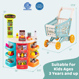 Supermercado de Juguete para Niños, 76 Piezas, Juego de Tienda de Comestibles de Imitación con Carrito de Compras