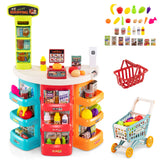 Supermercado de Juguete para Niños, 76 Piezas, Juego de Tienda de Comestibles de Imitación con Carrito de Compras