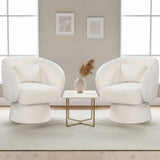 Swivel Accent Chair Upholstered Barrel Chair with Curved Back and Removable Lumbar Pillow