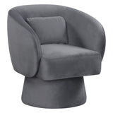 Swivel Accent Chair Upholstered Barrel Chair with Curved Back and Removable Lumbar Pillow