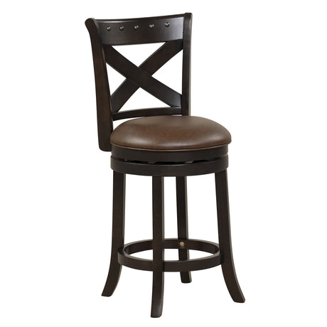 Taburete de bar giratorio de 31 pulgadas con respaldo curvo, asiento de cuero PU y reposapiés