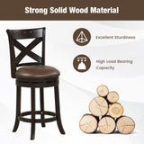 31 Inch Swivel Bar Stool with Curved Backrest PU Leather Seat and Footrest