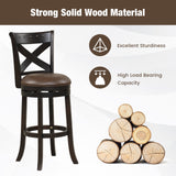 31 Inch Swivel Bar Stool with Curved Backrest PU Leather Seat and Footrest