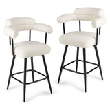 Swivel Bar Stool Set of 2 Counter Height Chairs with Curved Back and Arms