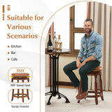 29 Inch Swivel Bar Stool Set of 2 with Upholstered Seat and Rubber Wood Frame-29 inches