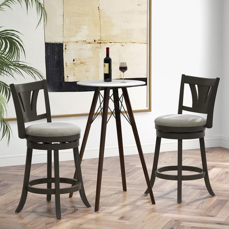 Taburete de bar giratorio de 26.5 pulgadas con respaldo, asiento acolchado suave y reposapiés gris