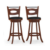 2 taburetes giratorios de bar de 24/29 pulgadas con respaldo curvo y cojines de asiento