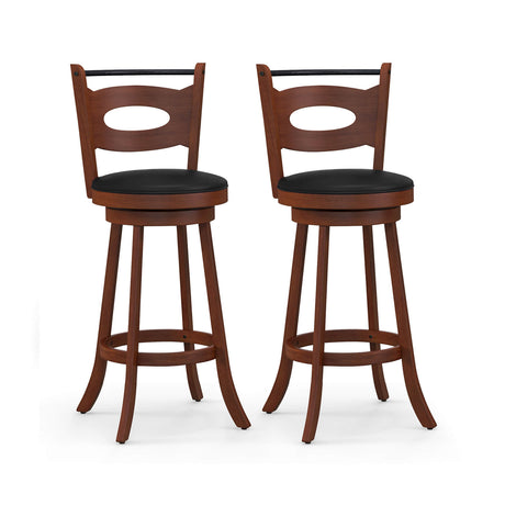 2 taburetes giratorios de bar de 24/29 pulgadas con respaldo curvo y cojines de asiento