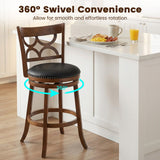 Swivel Bar Stools Set of 2 with High Backrest and Wood Frame