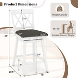 Swivel Bar Stools Set of 4 Counter Height Barstools with Backrest Upholstered Seat Cushion