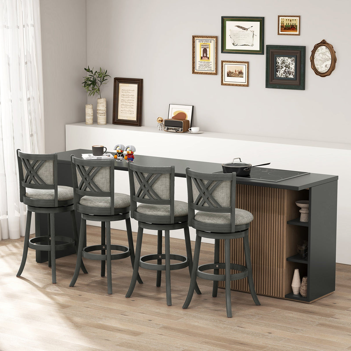 Juego de 2 taburetes giratorios con respaldo y asiento acolchados