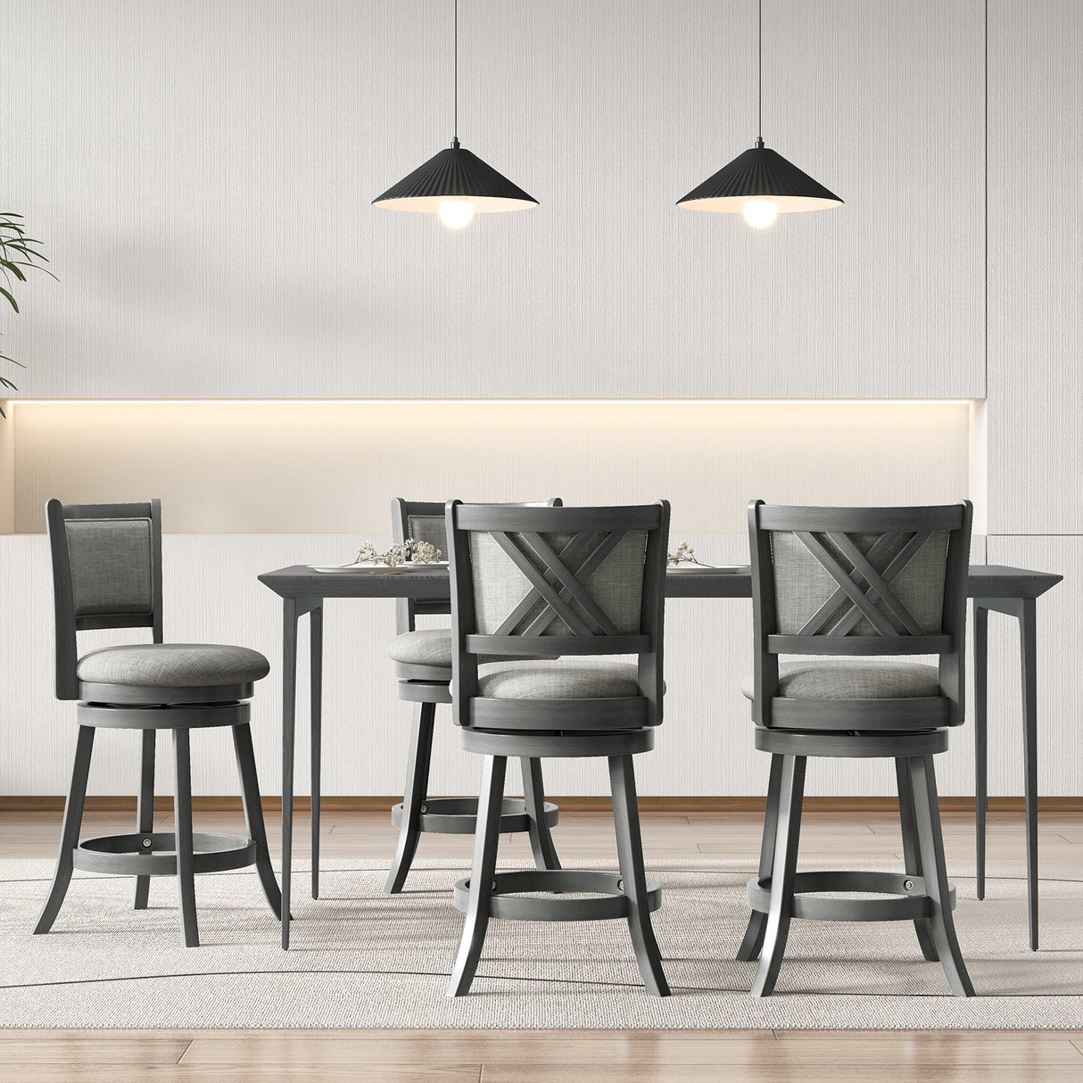 Juego de 2 taburetes giratorios con respaldo y asiento acolchados