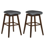 Juego de 2 taburetes giratorios para bar con asiento contorneado acolchado y reposapiés - Negro y marrón