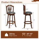 Taburetes de bar giratorios con respaldo y estructura de madera para isla de cocina