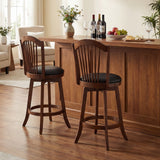 Taburetes de bar giratorios con respaldo y estructura de madera para isla de cocina