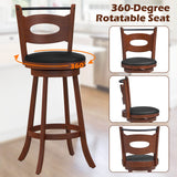 2 taburetes giratorios de bar de 24/29 pulgadas con respaldo curvo y cojines de asiento