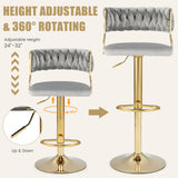 Swivel Barstool with Woven Back Set of 2 for Kitchen Island Cafe