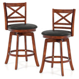 Juego de 2 taburetes de bar giratorios con respaldo y reposapiés