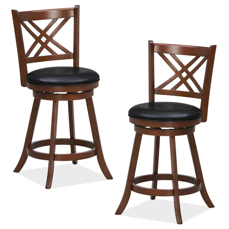 Taburetes de bar tapizados giratorios 360° (juego de 2) con respaldo y reposapiés