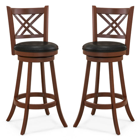 Taburetes de bar tapizados giratorios 360° (juego de 2) con respaldo y reposapiés