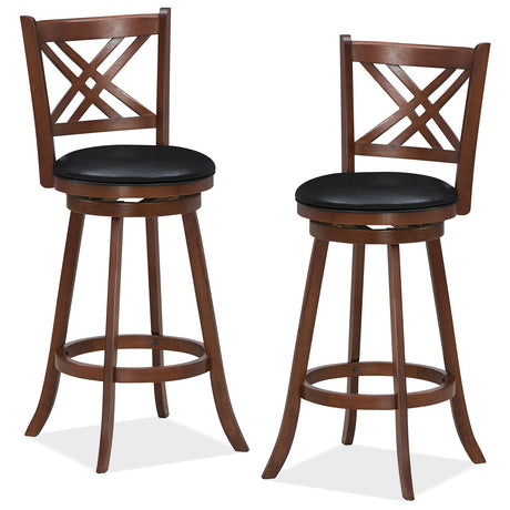 Taburetes de bar tapizados giratorios 360° (juego de 2) con respaldo y reposapiés