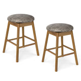 Taburetes de barra giratorios de altura para mostrador con patas de madera maciza y reposapiés - Juego de 2