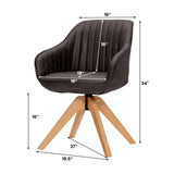 Juego Moderno Leathaire de 2 Sillones Giratorios con Patas de Madera de Haya