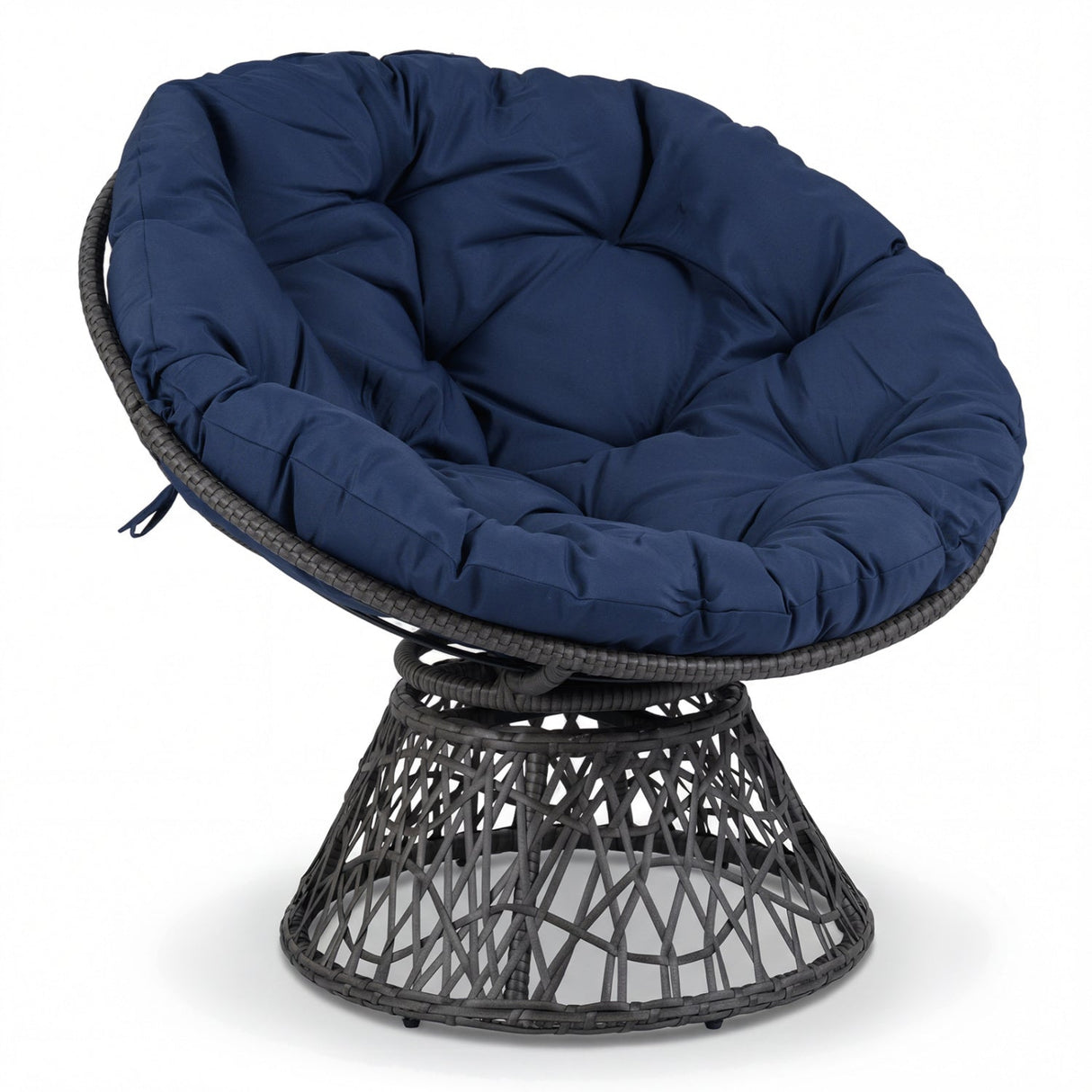 Sillón Papasan Giratorio Redondo de Mimbre con Cojín Grueso