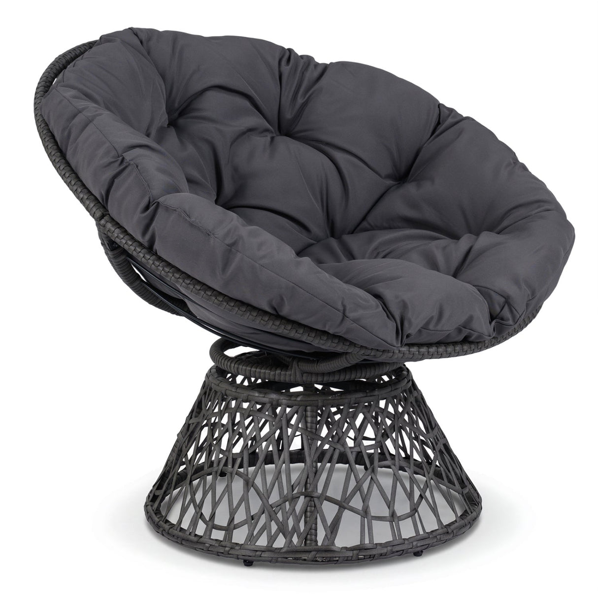 Sillón Papasan Giratorio Redondo de Mimbre con Cojín Grueso