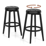 360¬∞ Swivel Upholstered Rubberwood Frame Bar Stool Set of 2 with Footrest