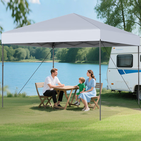 Carpa Cenador Plegable de 10 X 10 Pies con Bolsa de Transporte Portátil y 8 Estacas