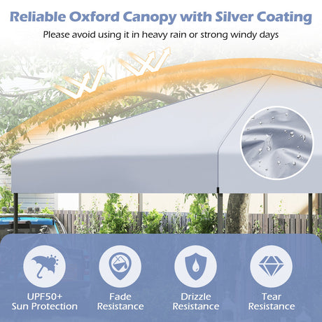 Carpa Cenador Plegable de 10 X 10 Pies con Bolsa de Transporte Portátil y 8 Estacas