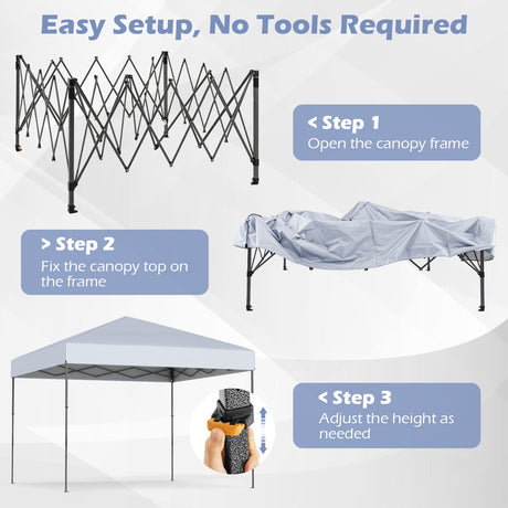 Carpa Cenador Plegable de 10 X 10 Pies con Bolsa de Transporte Portátil y 8 Estacas