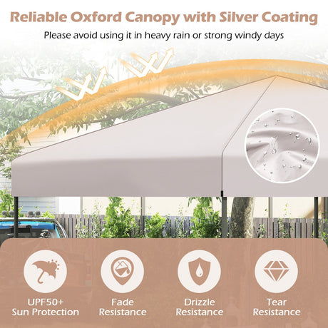 Carpa Cenador Plegable de 10 X 10 Pies con Bolsa de Transporte Portátil y 8 Estacas