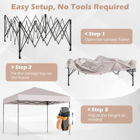 Carpa Cenador Plegable de 10 X 10 Pies con Bolsa de Transporte Portátil y 8 Estacas