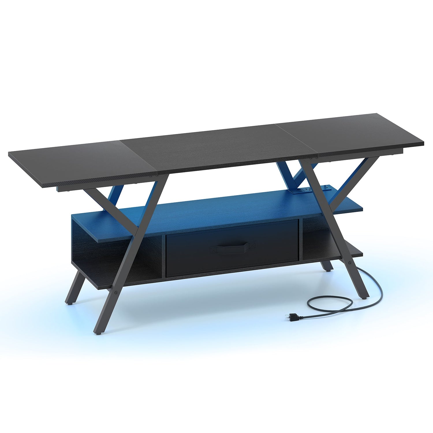 Mueble de TV para televisores de 65 pulgadas con enchufes y luces LED