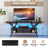 Mueble de TV para televisores de 65 pulgadas con enchufes y luces LED