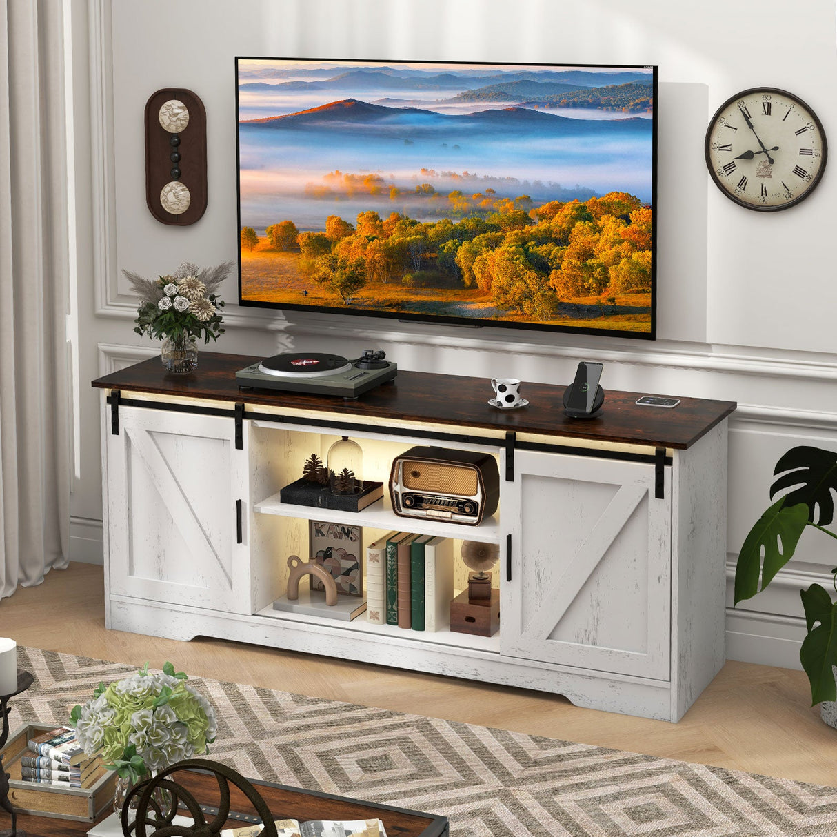 Mueble de TV para televisores de 65 pulgadas, mesa de consola multimedia para sala de estar
