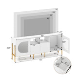 TV Stand for 70 Inch TV with Power Outlets Drawers and Open Shelves-White