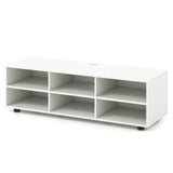 Mueble para TV de hasta 55 pulgadas con 6 compartimentos de almacenamiento-Blanco