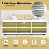 Mueble para TV de hasta 55 pulgadas con 6 compartimentos de almacenamiento-Blanco