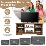 TV Stand for up to 65 Inch Flat Screen TVs with Adjustable Shelves for 18 Inch Electric Fireplace (Not Included)