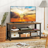 Mueble de TV industrial de hasta 50 pulgadas con tomas de corriente y puertos USB-Marrón rústico