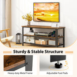 Mueble de TV industrial de hasta 50 pulgadas con tomas de corriente y puertos USB-Marrón rústico