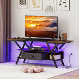 Mueble de TV para televisores de 65 pulgadas con enchufes y luces LED