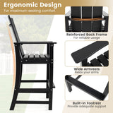 Taburete alto de bar para exteriores Adirondack con respaldo ergonómico para patio trasero