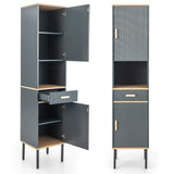 Mueble de Baño Independiente Estrecho para Ropa Blanca con Puertas y Cajón - Gris