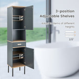 Mueble de Baño Independiente Estrecho para Ropa Blanca con Puertas y Cajón - Gris