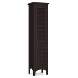 Tall Bathroom Floor Cabinet with Shutter Doors and Adjustable Shelf